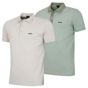 Hugo Boss Mens Paule Rib Moisture Wicking UV Protection Golf Polo Shirt