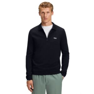Hugo Boss Mens 2026 Ever-X 1/4 Zip Soft Cotton Perforated Golf Sweater