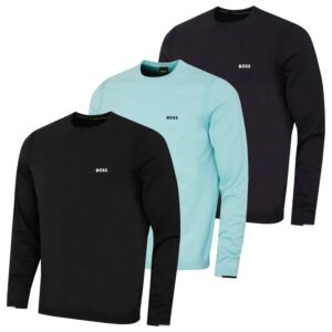 Hugo Boss Mens Ever-X Soft Cotton Perforated Crew Neck Golf Sweater