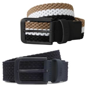 Hugo Boss Mens 2026 Vern Woven Texture Leather Trim Premium Golf Belt
