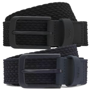 Hugo Boss Mens Vern Woven Texture Leather Premium Casual Golf Belt