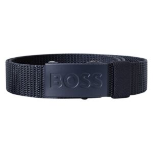 Hugo Boss Mens 2026 Bosper Tape Metallic Plaque Buckle 3.5cm Wide Golf Belt