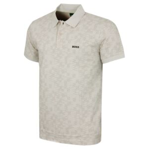 Hugo Boss Mens Cotton Pique Sporty All-Over Print Classic Golf Polo Shirt