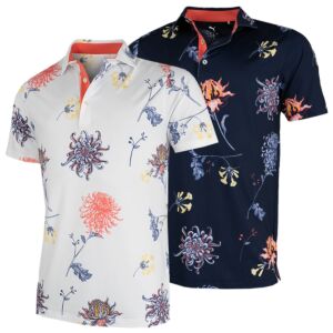 Puma Golf Mens Mattr Dahlia Moisture Wicking Stretch Golf Polo Shirt