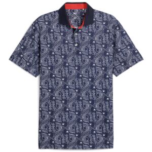 Puma Golf Mens Pique Royal Breathable 4 Way Stretch Wicking Polo Shirt