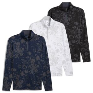 Puma Golf Mens Pure 2.0 Rose Moisture Wicking Stretch 1/4-Zip Golf Sweater