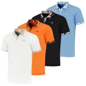 Puma Golf Mens 2026 Modalon Floral Rib 4 Way Stretch Wicking Polo Shirt