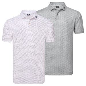 Footjoy Mens Bounce Print Pique ProDry Moisture Wicking Golf Polo Shirt