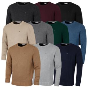 Calvin Klein Mens 2026 Knit Campus Crew Neck Cotton CK Golf Sweater