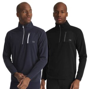 Calvin Klein Mens Planet Fleece Half Zip Stretch Super Soft Golf Sweater