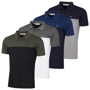Calvin Klein Mens Colour Block Lightweight Breathable Golf Polo Shirt