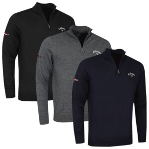 Callaway Mens 1/4 Zip Blended Merino Thermal Opti-Dri Golf Sweater