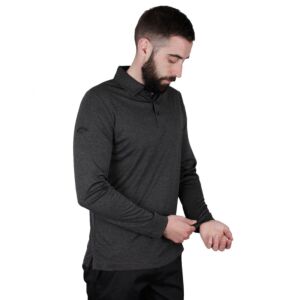 Callaway Golf Mens Long Sleeve Golf Polo Shirt - Black Heather - S