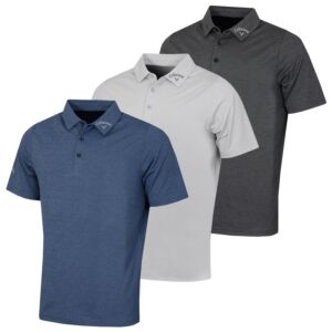 Callaway Golf Mens Classic Jacquard Stretch Moisture Wicking Polo Shirt