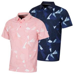 Callaway Golf Mens Kick Flip Print Moisture Wicking Golf Polo Shirt