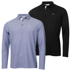 Calvin Klein Mens Bayard Long Sleeve Stretch Lightweight Golf Polo Shirt