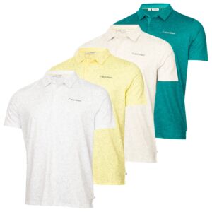 Calvin Klein Mens Abstract Watercolour Printed Stretch Golf Polo Shirt