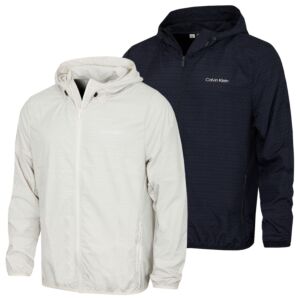 Calvin Klein Mens Printed Water Resistant Golf Windbreaker Jacket