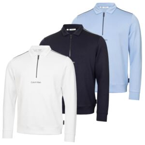 Calvin Klein Mens Rossmore Collared Moisture Wicking Half Zip Sweater