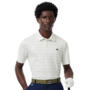 Lacoste Mens DH5175 Stretch Polo Shirt - Flour/Flour-Sinople - M