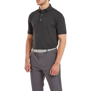 FootJoy Mens Dot Print Lisle Four Way Stretch Wicking Golf Polo Shirt