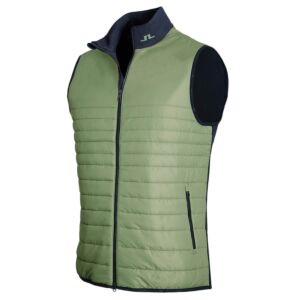 J.Lindeberg Mens Martino Quilt Hybrid Vest Gilet - Oil Green - L