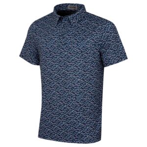 G/Fore Mens Aye Poppy Tech Jersey Wicking Stretch UPF 50+ Golf Polo Shirt