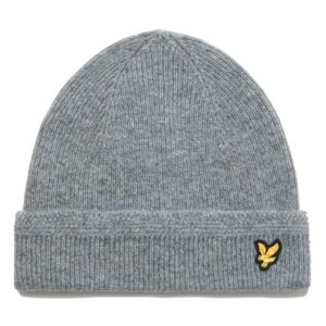 Lyle & Scott Mens Racked Rib Lambswool Blend Cotton Lined Beanie Hat