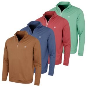 Peter Millar Mens Perth Melange Performance Quarter Zip Golf Sweater