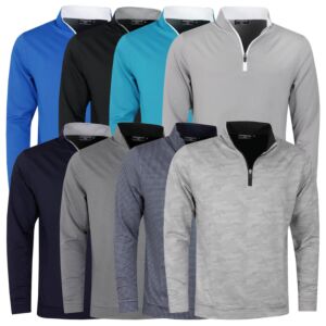 Glenmuir Mens Wick Wicking 4 Way Stretch Zip Golf Midlayer Sweater