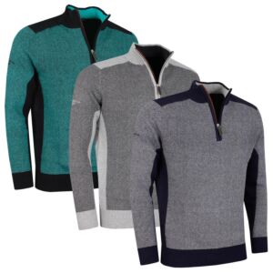 Glenmuir Mens Strathern Touch Of Cashmere Water Repellent Golf Sweater