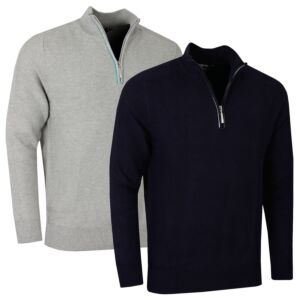 Glenmuir Mens Edinburgh Water Repellent Quarter Zip Stylish Golf Sweater