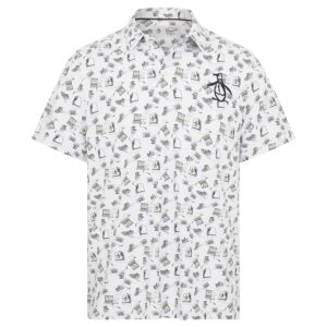 Original Penguin Mens Retro Arcade Print Big Logo Golf Polo Shirt