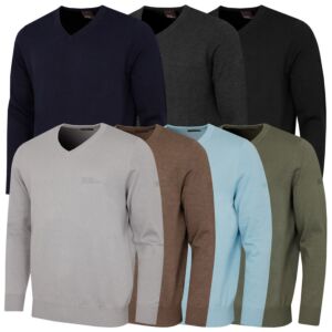 Oscar Jacobson Mens Walker V Neck Breathable Soft Golf Sweater