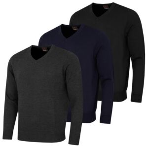 Oscar Jacobson Mens Walker V Neck Breathable Soft Golf Sweater