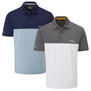 Oscar Jacobson Mens Matley 4-Way Stretch Colour Blocking Golf Polo Shirt