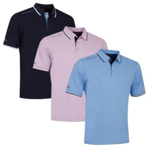 Oscar Jacobson Mens Mallory Moisture Wicking UPF 50 Golf Polo Shirt
