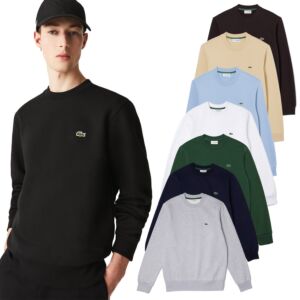 Lacoste Mens 2026 SH9608 Organic Brushed Cotton Fleece Sweater