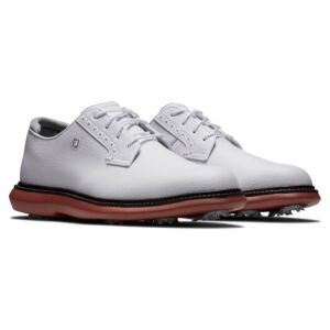 Footjoy Mens Traditions Blucher Golf Shoes - White/White/Brick - UK 7