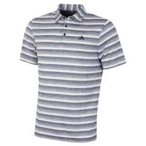 adidas Golf Mens Two Colour Stripe Primegreen Moisture Wicking Polo Shirt