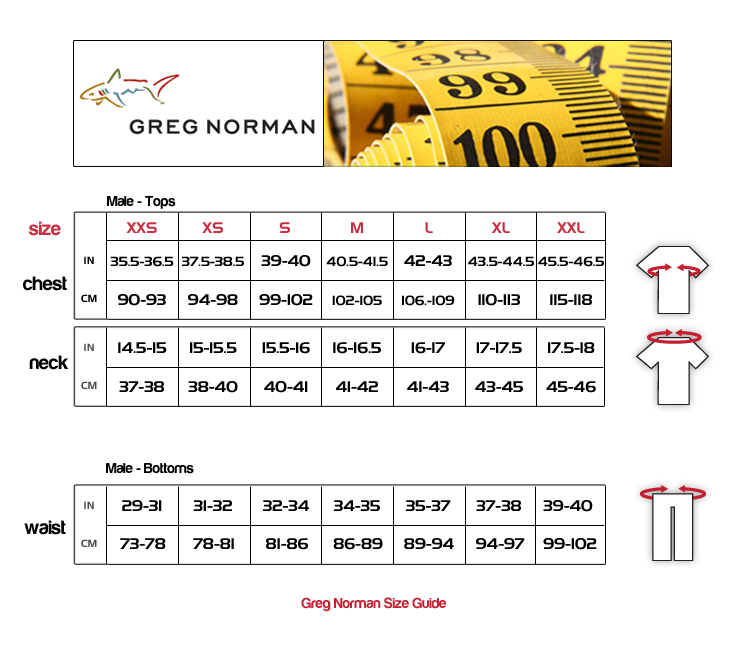 Greg Norman Size Chart