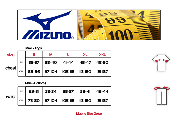 mizuno pants size chart