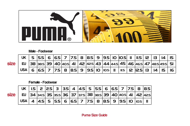 puma golf glove size chart