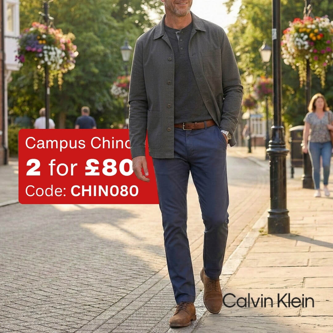 Calvin Klein Mens 2026 Campus Chino Wicking Stretch Trousers