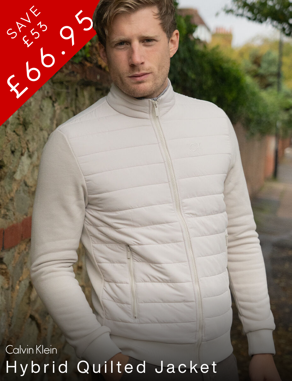 Calvin Klein Mens 2026 Hybrid Quilted Fleece Funnel Neck Jacket