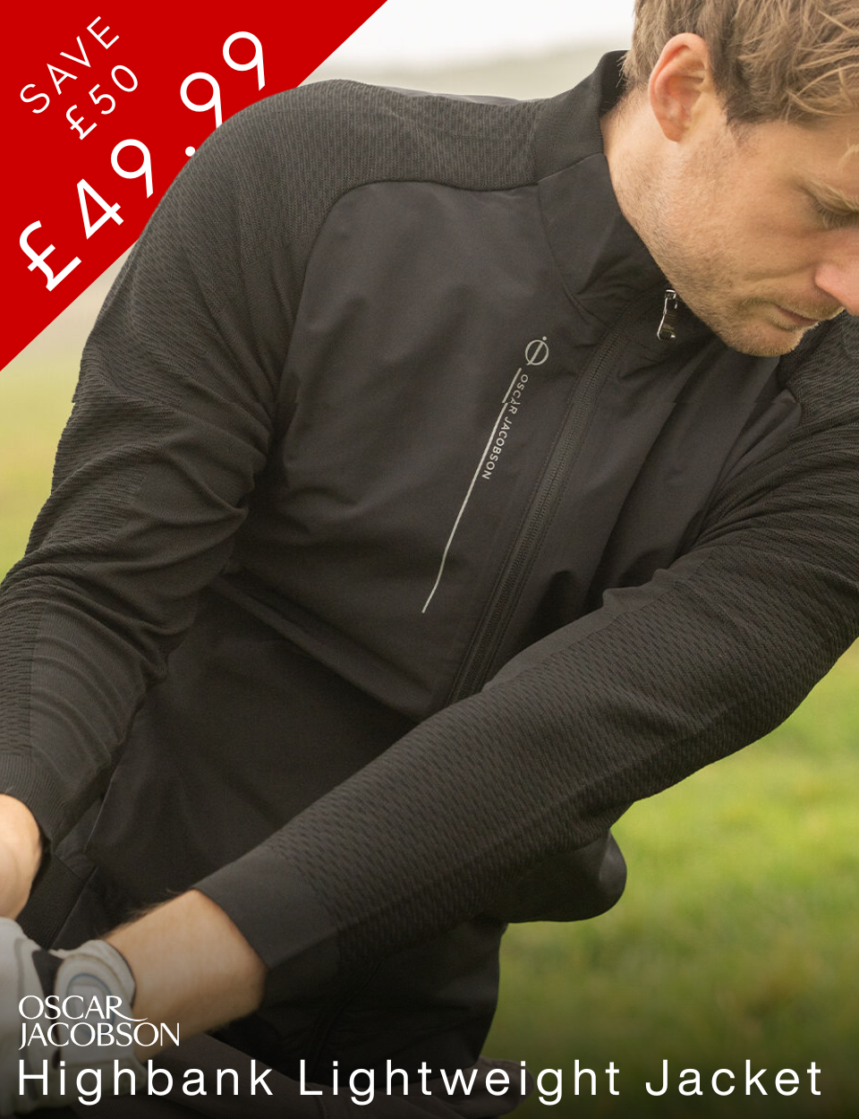 Oscar Jacobson Mens Highbank Lightweight Wind Resistant Golf Jacket