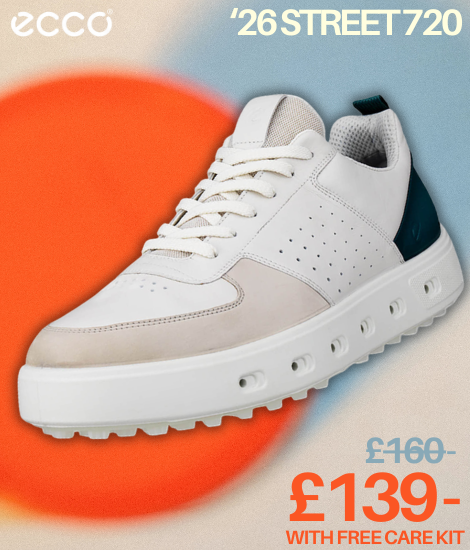 Ecco Mens 2026 Street 720 Leather Waterproof Hybrid Spikeless Golf Shoes
