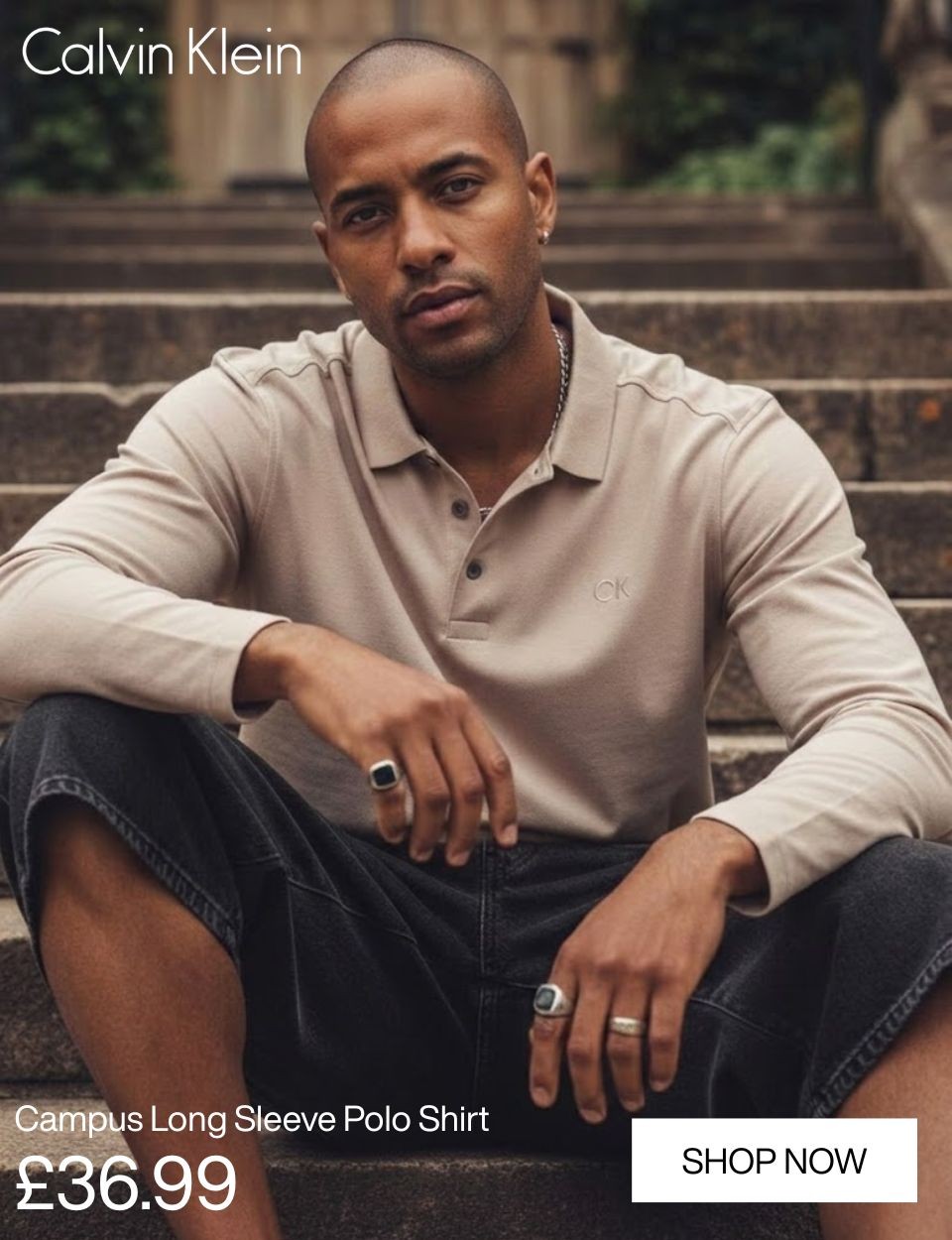 Calvin Klein Mens 2026 Long Sleeve Stretch Campus Golf Polo Shirt