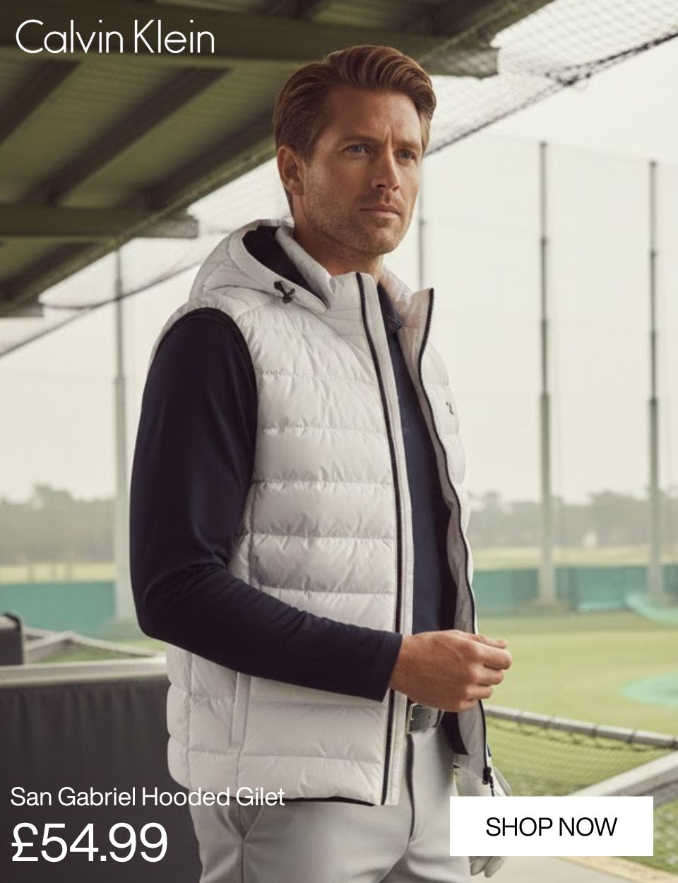 Calvin Klein Mens 2026 Lightweight San Gabriel Hooded Golf Gilet