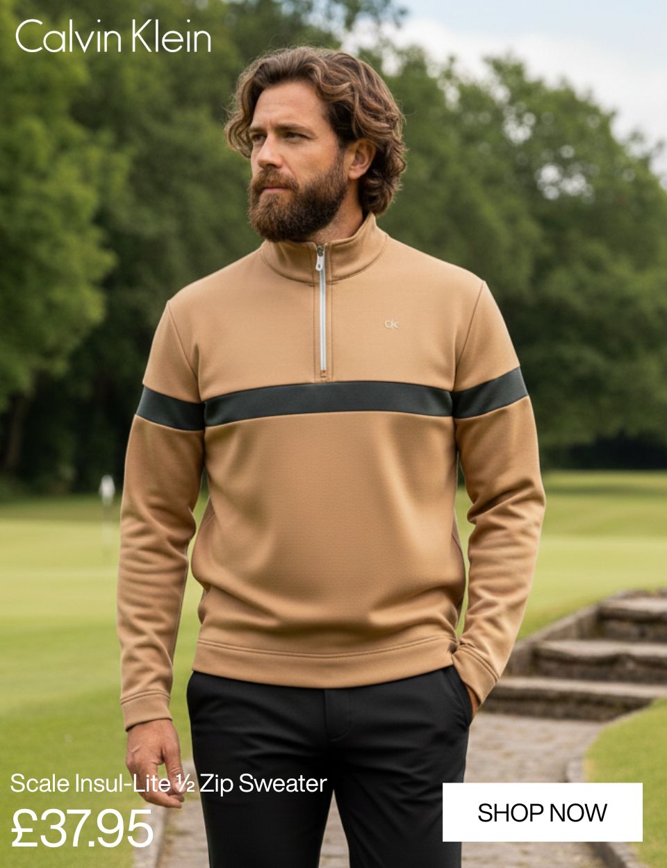 Calvin Klein Mens 2026 Scale CK Insul-Lite 1/2 Zip Golf Sweater